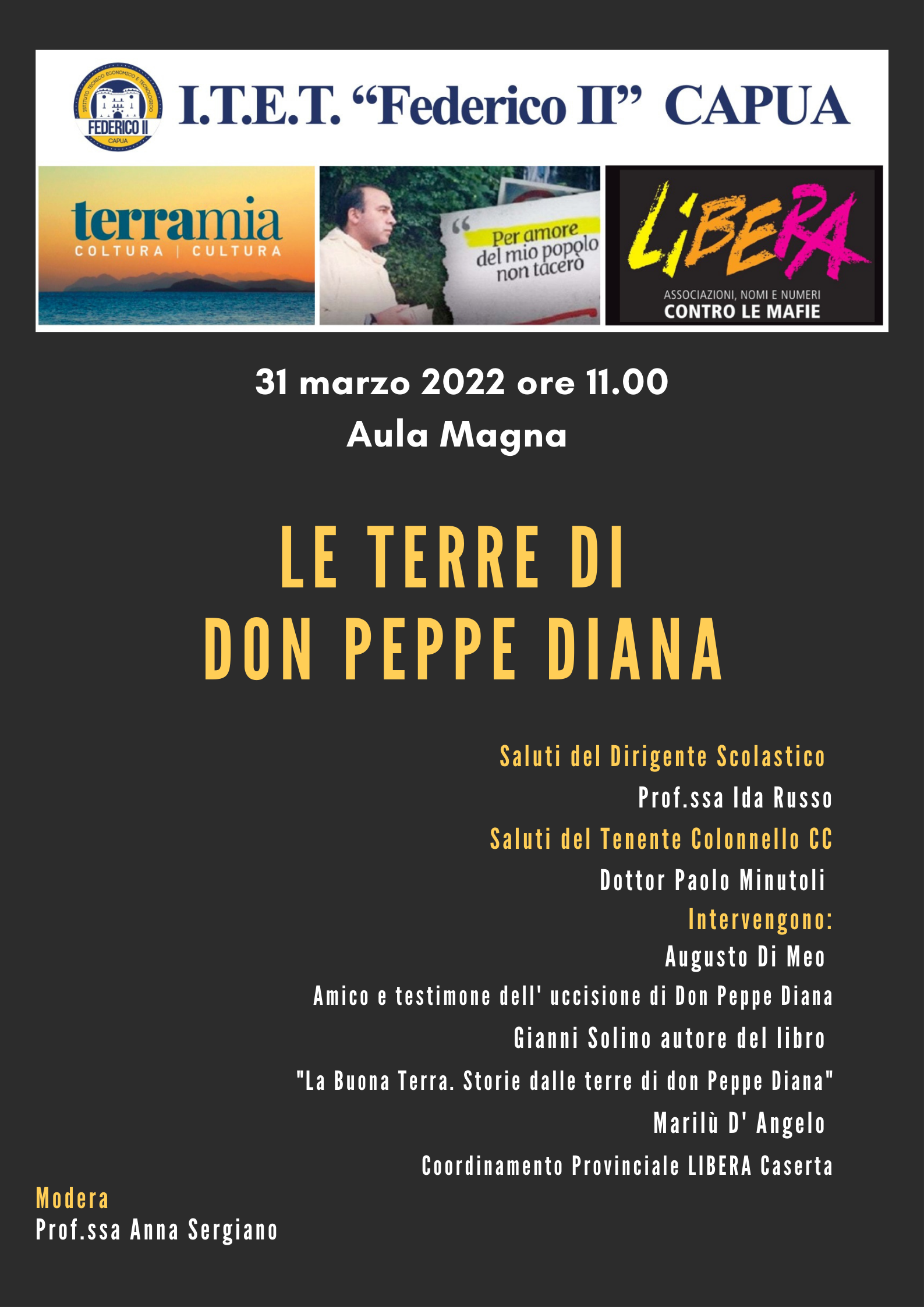 "LE TERRE DI DON PEPPE DIANA" - 31 marzo 2022 ore 11:00  